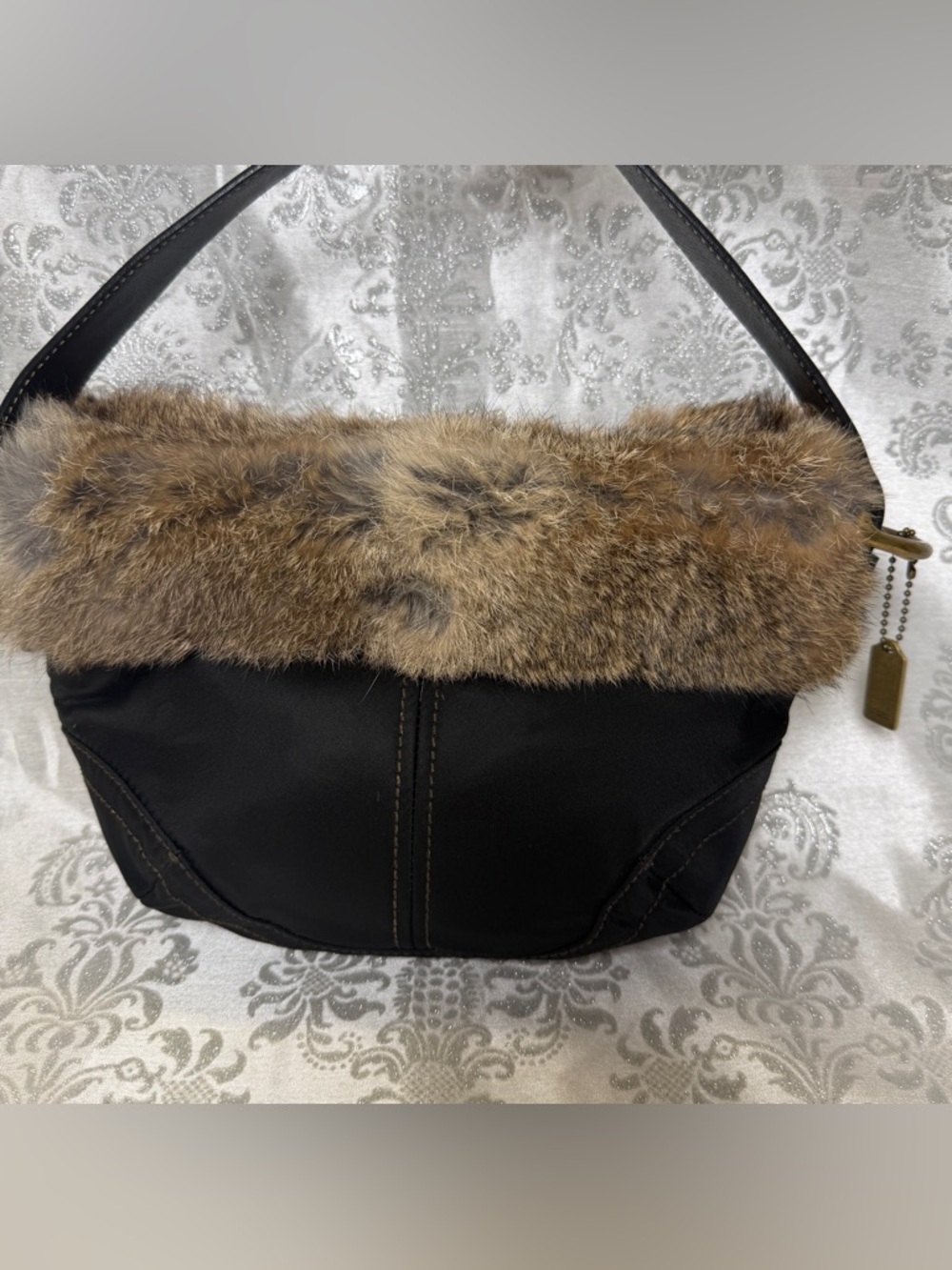 Coach y2k fur and brass soho bag vintage Coach Soho Ski Hobo Bag nwot new